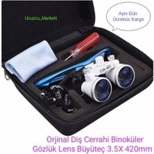 Ucz Orjinal Diş Cerrahi Binoküler Loupes Gözlük Lens Büyüteç 3.5x - 420MM Siyah (Taşıma Çantası Hediye)