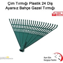 OKÇU KARDEŞLER YAPI MARKET Çim Tırmığı Plastik 24 Diş Ayarsız Bahçe Gazel Tırmığı