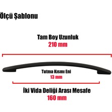 Badem10 Samuray Çekmece Dolap Kapak Kulpu Kulbu 160 Mm Mat Siyah Metal