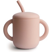Mushie Pipetli Silikon Alıştırma Bardağı - Blush