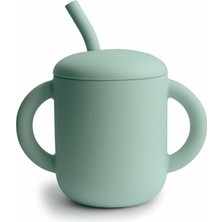 Mushie Pipetli Silikon Alıştırma Bardağı - Cambridge Blue