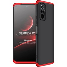 Microsonic Xiaomi Redmi Note 10 Pro Max Kılıf Double Dip 360 Protective Siyah Kırmızı