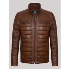 Derimont Deri Kahverengi Erkek Deri Mont Komple Işlemeli 4cepli Deri Ceket