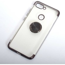 Canpay Xiaomi Mi 8 Lite Uyumlu Kılıf Yüzüklü Standlı Şeffaf Laser Paint Design Lazer Renk Tasarımı