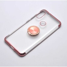 Canpay Xiaomi Mi A2 Lite Uyumlu Kılıf Yüzüklü Standlı Şeffaf Laser Paint Design Lazer Renk Tasarımı