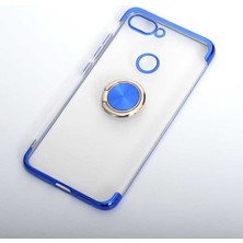 Canpay Xiaomi Mi 8 Lite Uyumlu Kılıf Yüzüklü Standlı Şeffaf Laser Paint Design Lazer Renk Tasarımı