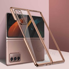 Canpay Samsung Galaxy Z Fold 2 Uyumlu Kılıf Metal Görünümlü Ultra Ince Full Koruma Katlanır Kapak