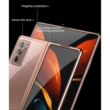 Canpay Samsung Galaxy Z Fold 2 Uyumlu Kılıf Metal Görünümlü Ultra Ince Full Koruma Katlanır Kapak