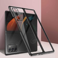 Canpay Samsung Galaxy Z Fold 2 Uyumlu Kılıf Metal Görünümlü Ultra Ince Full Koruma Katlanır Kapak