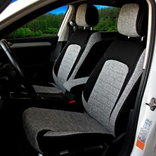 Oto Pandami Renault Megane 2 Hatchback 2003-2009 Özel Dikim Gri Siyah Keten Koltuk Kılıfı