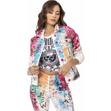 Cipo & Baxx Cipo&Baxx WJ196 Gerçek El Boyama Beyaz Kot Ceket