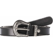 Cipo & Baxx Cipo&Baxx WG117 Metal Tokalı Düz Siyah Deri Bayan Kemer