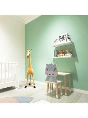 Odun Concept Doğal Ahşap Çocuk Aktivite Masa ve Sandalye Takımı - Baby Hippo/bebek Su Aygırı