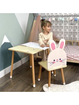 Odun Concept Doğal Ahşap Çocuk Aktivite Sandalyesi - Tavşan