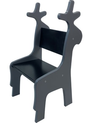 Odun Concept Ahşap Çocuk Sandalyesi - Geyik - Gri/siyah