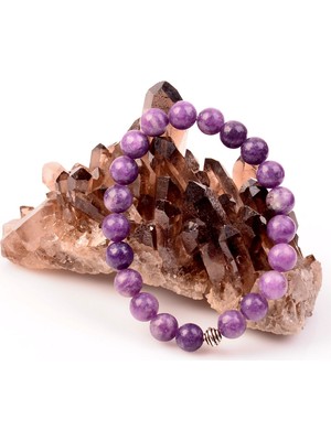 Taş Sandığı Lepidolit Taşı Bileklik ( 8 mm )