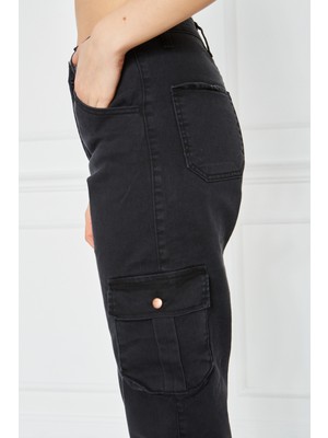 Comstarmoda Kadın Jogger Paça Lastikli Kargo Cepli Gabardin Kadın Pantolon