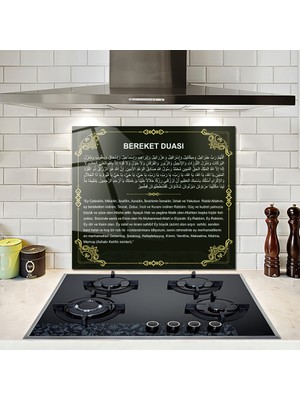 Decorita Cam Ocak Arkası Koruyucu | Bereket Duası | 52cm x 60cm