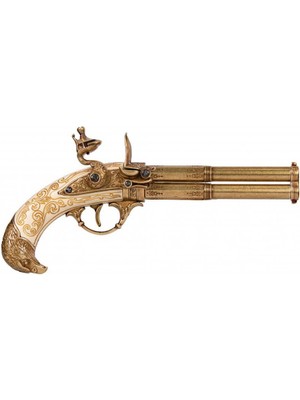 Denix France 18.yüzyıl 2 Barrel Pistol 30CM Koleksiyon Obje