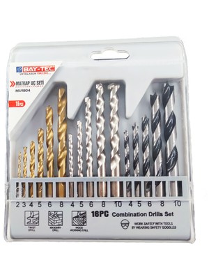 Bay Tec Bay-Tec 16 Parça Metal Ağaç Beton Duvar Delme Uçları Full Set Profesyonel Standlı