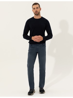 Pierre Cardin Erkek Lacivert Slim Fit Bisiklet Yaka Basic Triko Kazak 50257290-VR033