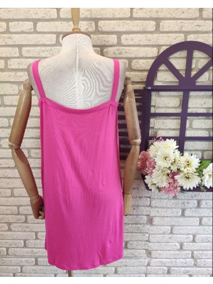Rengamoda Göğsü Lastikli Sandy Kumaş Askılı Elbise 85 cm