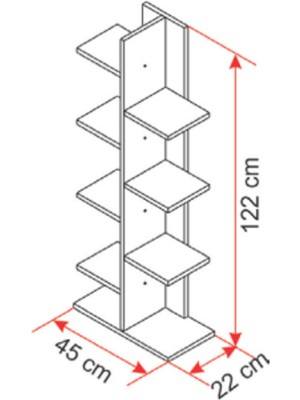 Ofisbazaar Modern Geometrik Zigzak Z Kitaplık (Beyaz)