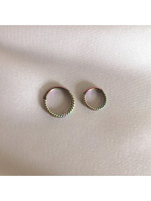 Bylin Cerrahi Çelik Rainbow Burgulu Halka Piercing- Halka Çap 8 mm ve 6 Mm- 2 Adet