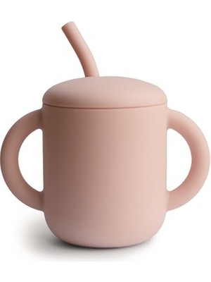 Mushie Pipetli Silikon Alıştırma Bardağı - Blush