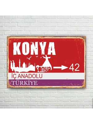 Trend Poster Konya Plaka Retro Ahşap Poster