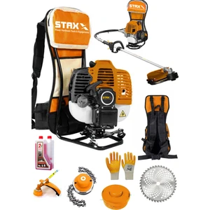 Staxx Power Turbo Çelik Krank 7.9hp 63CC Benzinli Sırt Tipi Tırpan Çayır Ot Biçme Makinesi +Canavar Başlık +Yağ