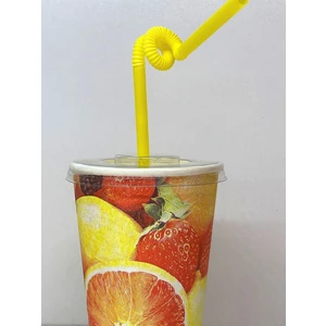 Yorulmaz Ambalaj 12 Oz Şeffaf Kapaklı Soğuk Içecek Karton Bardak + 50 Adet Dolphin  Artistik Pipet 50 Li Paket