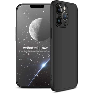 Case 4U Apple iPhone 13 Pro Max Kılıf 3 Parçalı Tam Koruma Sert Mika Ays Kapak Siyah