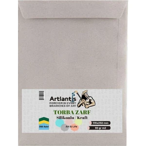 Torba Zarf 17X25 cm Kraft 90 gr Silikonlu 250'LI 1 Paket Artlantis 170*250 mm Torba Zarf Kraft 250 Li 1 Paket