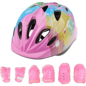 7 Adet Çocuk Paten Bisiklet Kask Ekipmanı Pembe (Yurt Dışından)