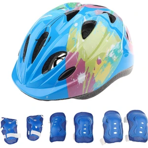 7 Adet Çocuk Paten Bisiklet Kask Ekipmanı Mavi (Yurt Dışından)