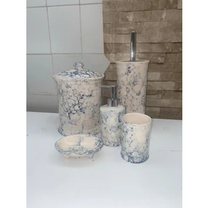 Seramik Collection Mavi Mermer Desen Violet 5’li Banyo Seti