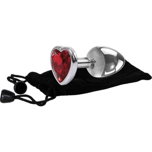 Kalpli Metal Plug Kırmızı Taşlı Anal Dildo M Size