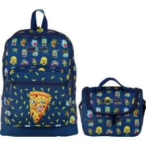 Kids&love Lacivert Zombie Pizza Ilkokul Çanta ve Beslenme Seti - Erkek Çocuk
