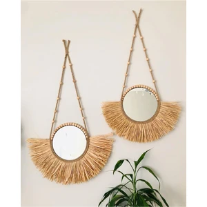 Rafya Halatlı  Yelpaze  2li Set