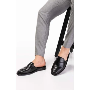 Erkek Deri Damat Ev Terliği KAYAŞ.105 - Siyah - 40