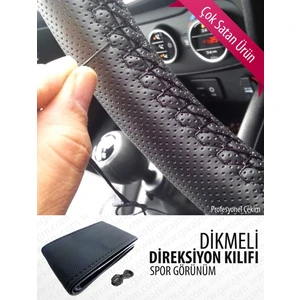 Direksiyon Kılıfı Dikme Oto Direksiyon Kılıfı Siyah Noktalı Siyap Ipli Dikişli Kılıf