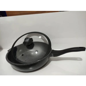 28 cm Granit Döküm Kore Model Wok Tava Gri