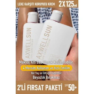 Premium Axwell Sun Care Cream Leke Karşıtı Güneş Koruyucu Krem SPF50 + 125 ml 2 Adet