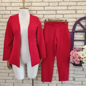 Atlas Kumaş Ceket Pantolon Takım (Kırmızı)