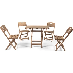 Barış Ahşap Ahşap Katlanır 4 Kişilik Masa Sandalye Takımı Balkon Bahçe Teras Masa Seti