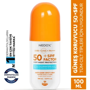 Nedox Leke Karşıtı Spf 50+ Tüm Ciltler Için Yüksek Korumalı Nemlendirici Güneş Kremi 100 ml