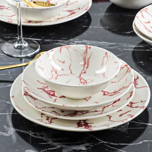 Tulu Porselen BS11 Transparan 24 Parça Yemek Takımı Kırmızı