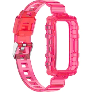 Huawei Band 7 Şeffaf Gül Kırmızı Için Silikon Izleme Bandı (Yurt Dışından)