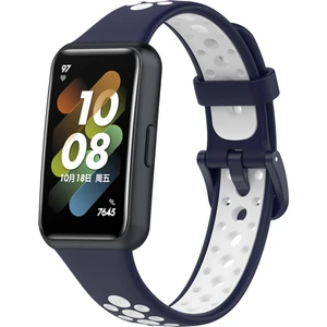 Huawei Band 7/7 Nfc Koyu Mavi+Beyaz Için Nefes Alabilen Silikon Saat Grubu (Yurt Dışından)